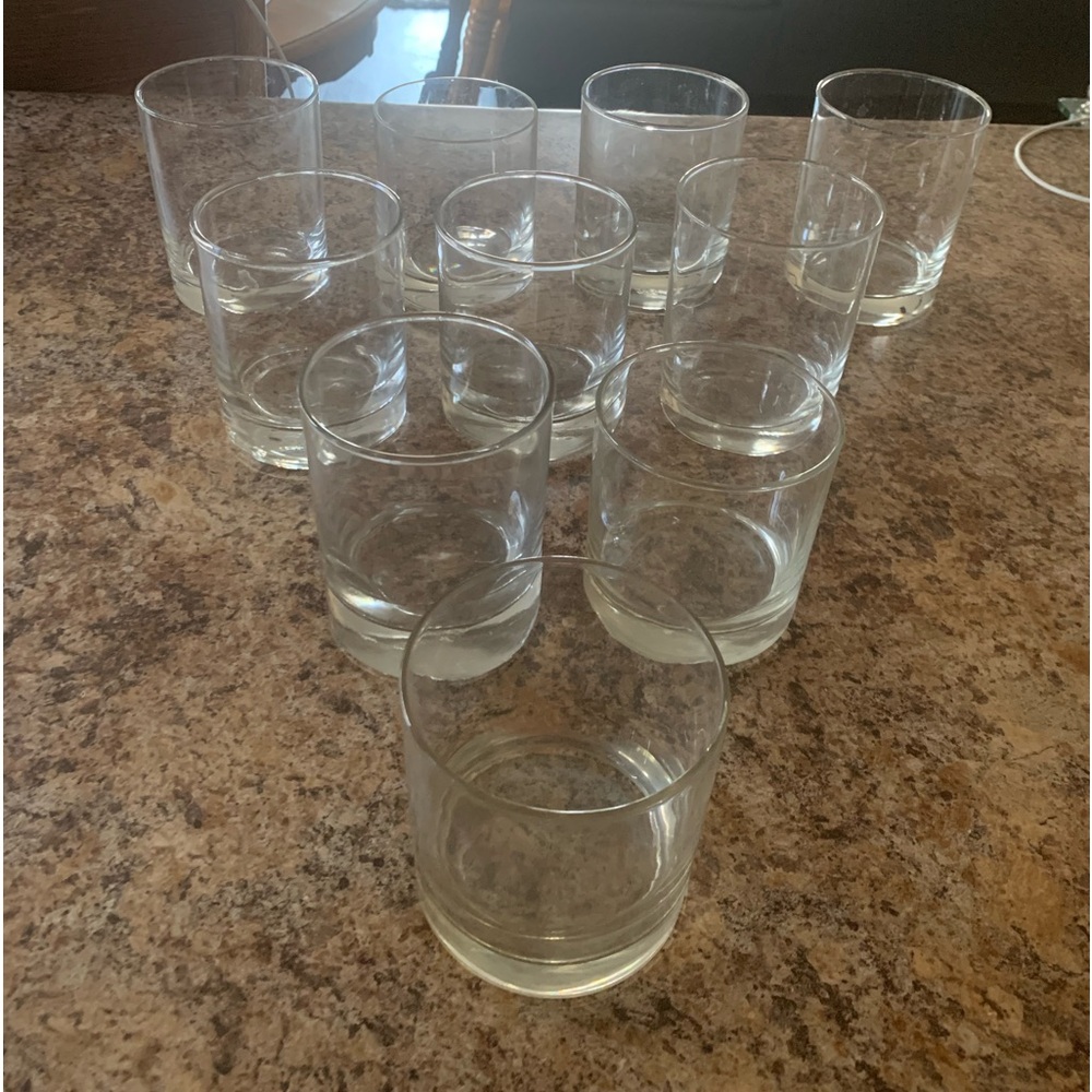 Vintage Round 3” Wide Clear Drinking 4” Glasses Thick Weighed Base Set of 12